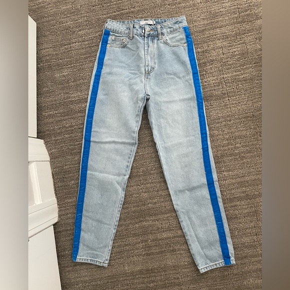 Adika Denim - Adika high rise straight leg denim jeans with blue detailing